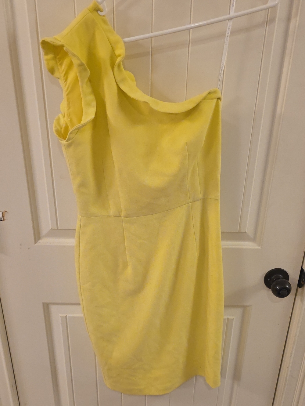 Black Halo Yellow One-Shoulder Ruffle Dress
